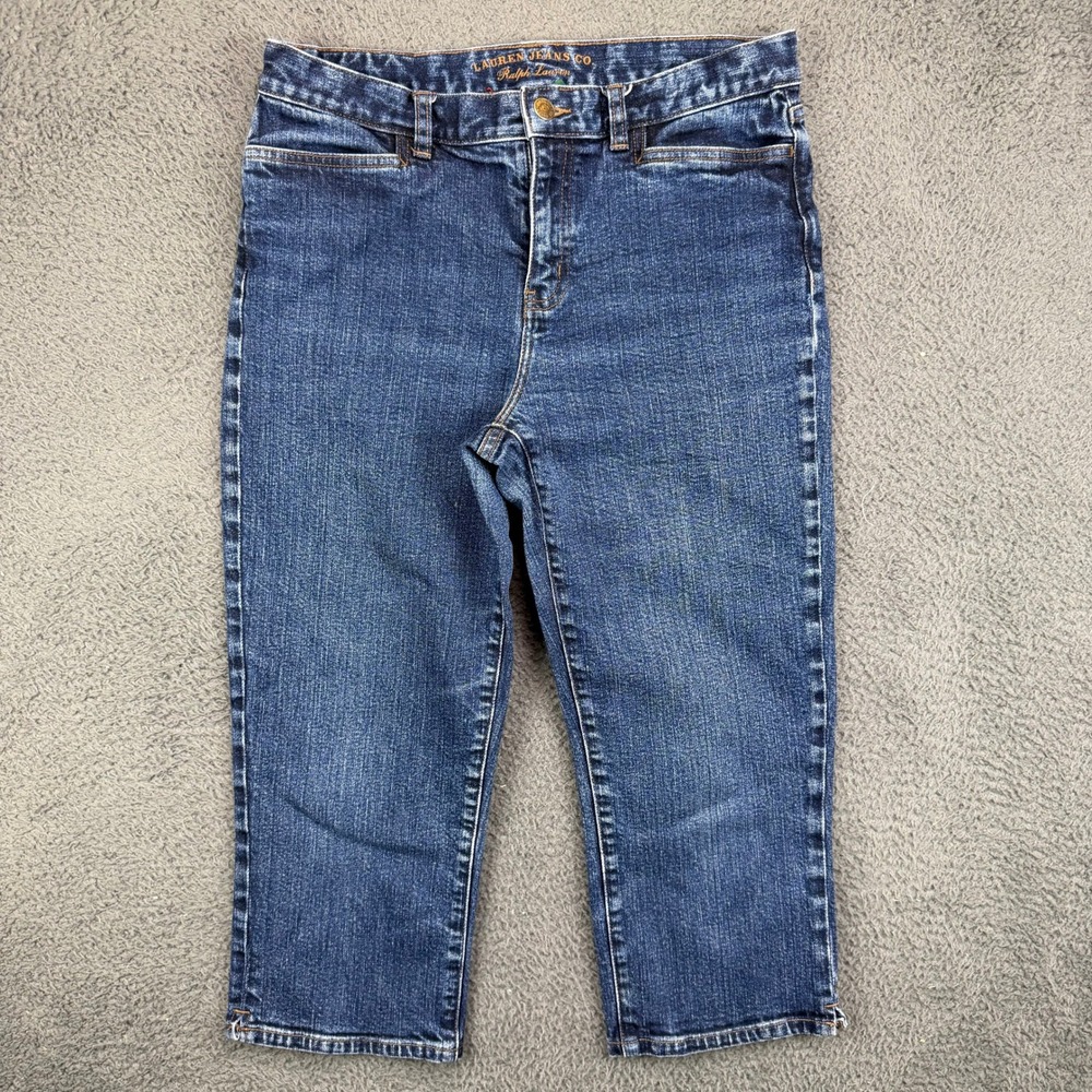 Lauren Ralph Lauren Jeans Co Womens 6 Blue Classic Midcalf Cropped Denim Jeans